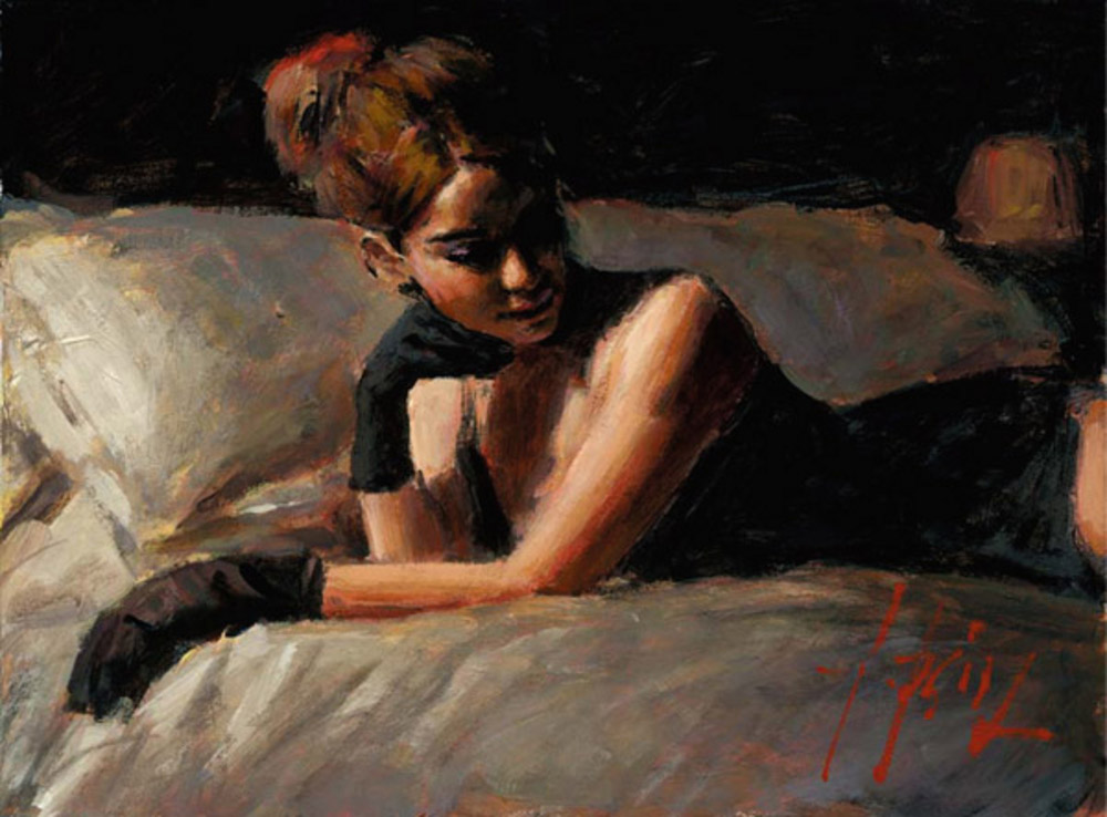 Paola on the Bed by Fabian Perez