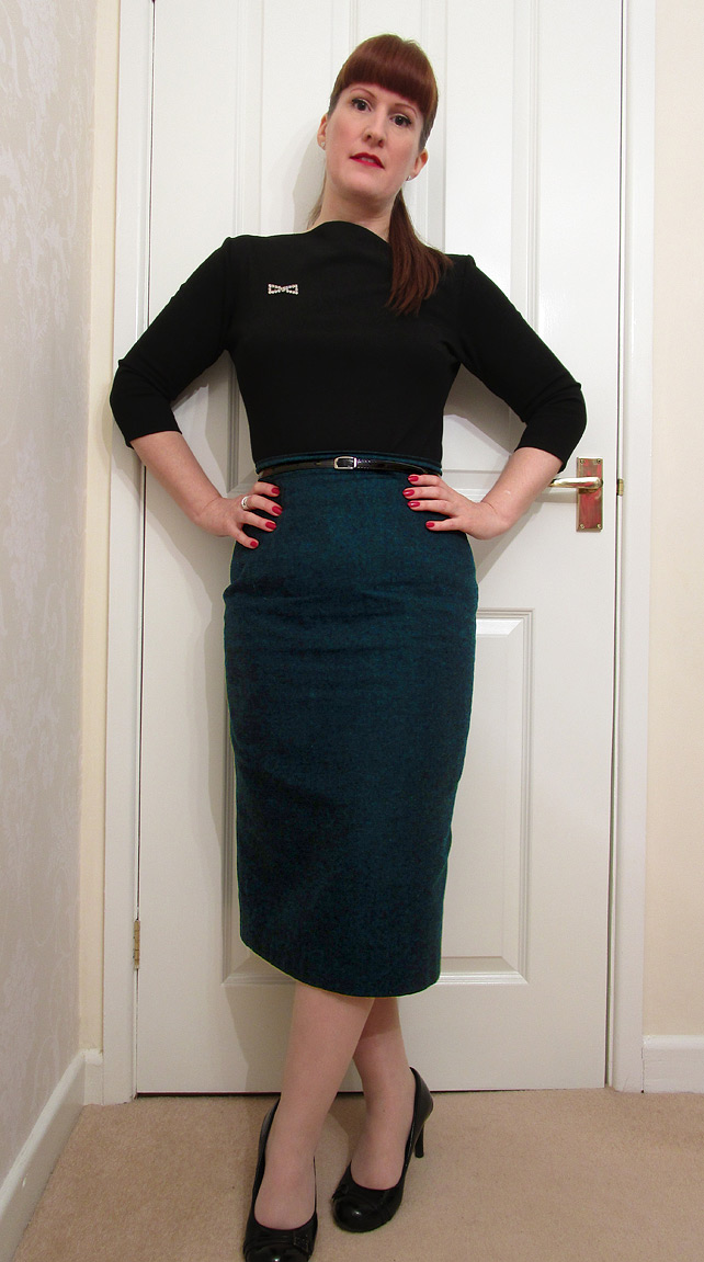 Vivien of Holloway 1950s Petrol Pencil Skirt
