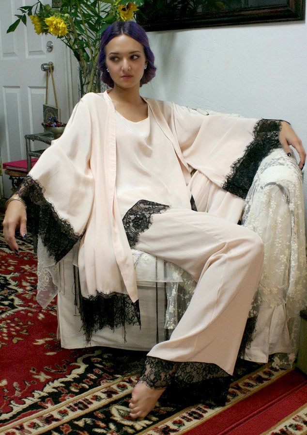 1920s silk pyjamas and robe