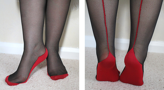 Black tights with red jive seam