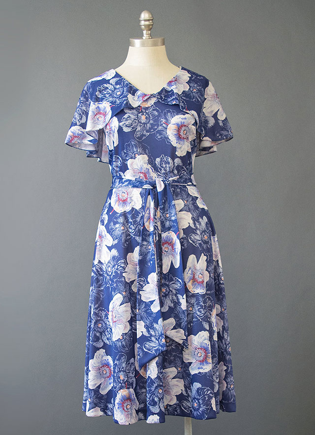1930s look flutter sleeve dress