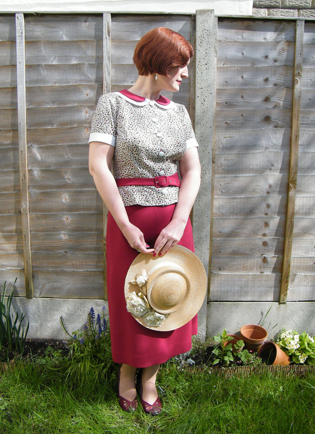 1930s burgundy outfit