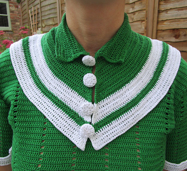 1930s Crochet Parisian Stripe Blouse Collar