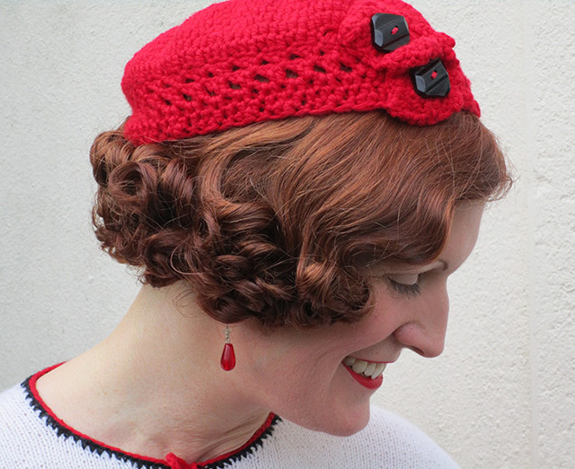 1930s red crochet beret - Joys In Stitches